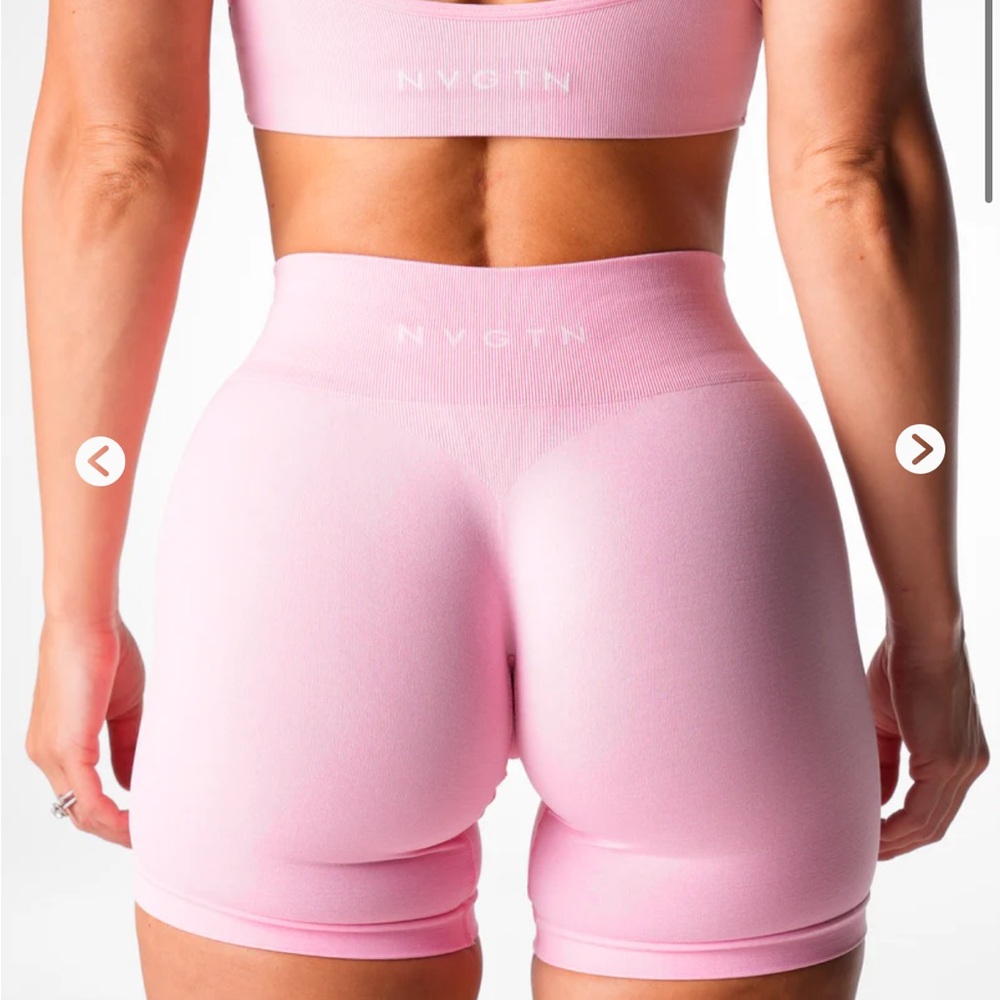 NVGTN Baby Pink Mid Rise Pro Seamless Shorts